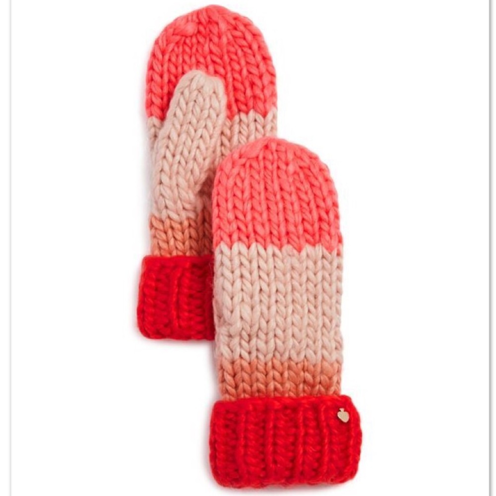 NWT Kate Spade Hand Knit Color Block Mittens - Picture 2 of 7
